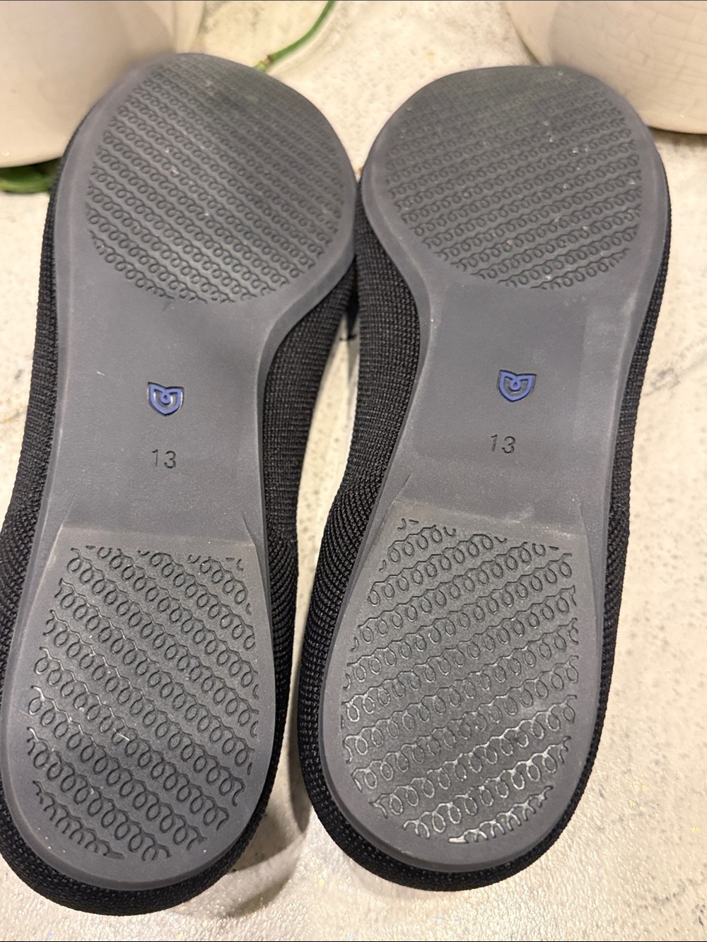 Rothy's Black Ballet Flats with Subtle Blue Trim size 13 - Picture 5 of 5